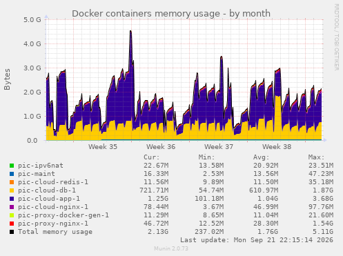 Docker containers memory usage